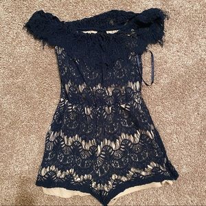 Blue and cream rue 21 romper